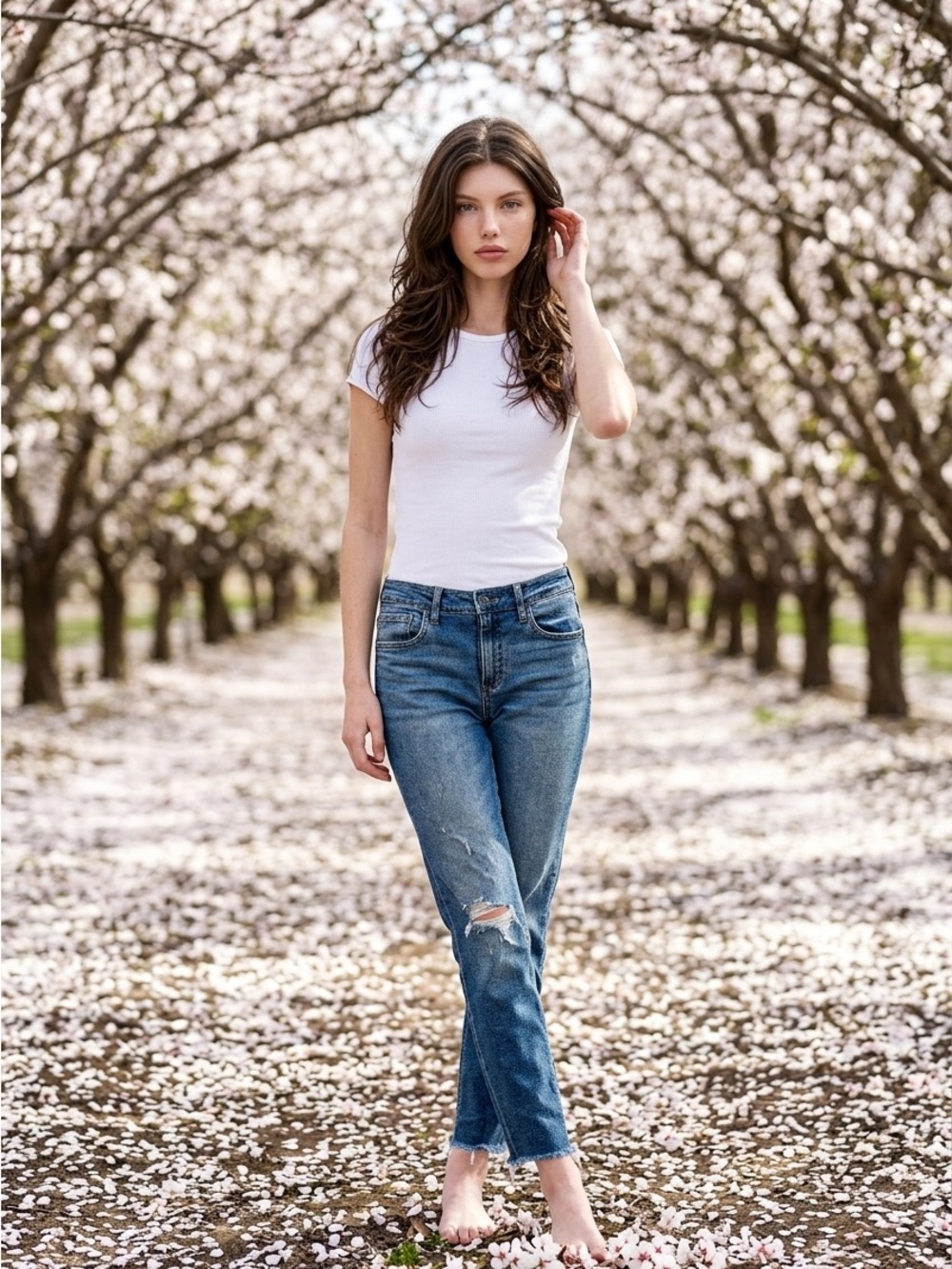 Kut from the Kloth Distressed Cropped Blue Denim Jeans - Picture 2 of 11